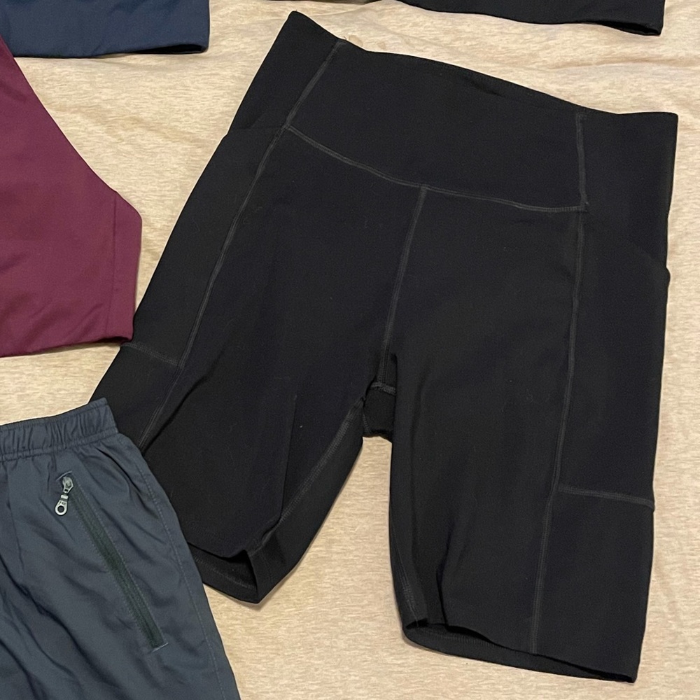 Girlfriend collective black high rise pocket short